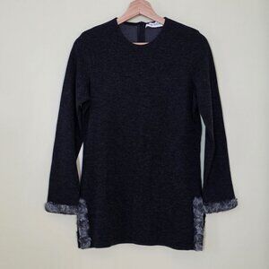 Manie Collection Paris Sweater Womens M Gray LS Cotton Blend Retro France Made